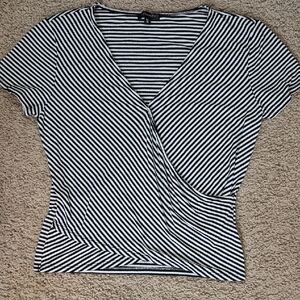Dynamite Black and White Striped Wrap Tee
